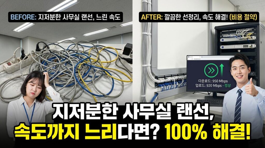 ce621e10 3a3d 42fd ae28 94f89b27c7fb 사무실 랜공사, 엉킨 선정리와 인터넷 속도 끊김 싹 해결! 2026년 비용 아끼는 꿀팁