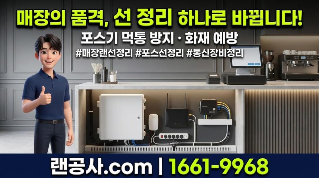 매장 데스크 랜선정리